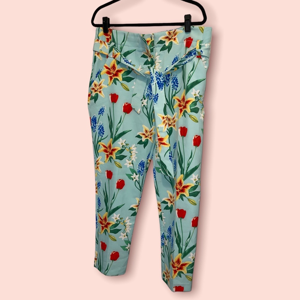 Tie waist paints, sea foam green floral